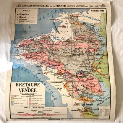 Carte scolaire vintage Bretagne et Vendée
