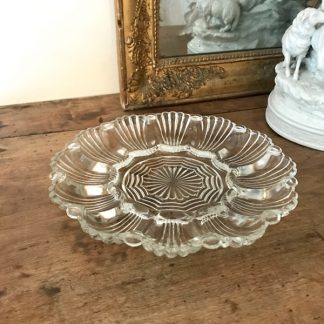 plat en verre vintage à compartiments en forme de coquillages