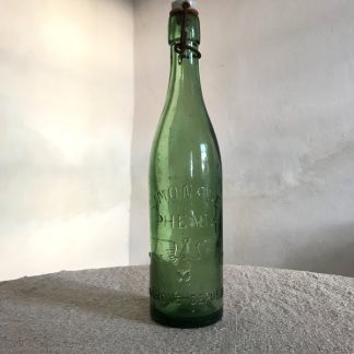 Bouteille de limonade "Phenix Marseille" en verre vert