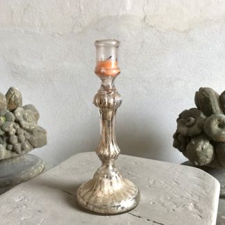 Ancien bougeoir en verre mercurisé
