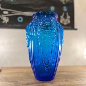 Grand vase Art Déco bleu cobalt