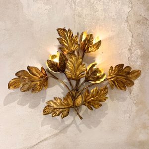 Grande applique florale Hans Kögl en métal doré