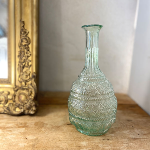 Carafe en verre granité bleu et or vintage - Rêve de Brocante