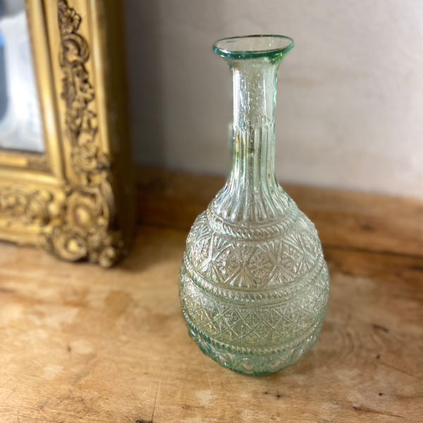 Carafe en verre granité bleu et or vintage - Rêve de Brocante