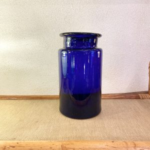 Pot ou vase en verre bleu cobalt
