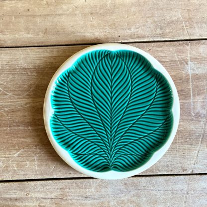 Dessous De Plat Vintage Verceram - Décor Feuille - Céramique Années 60