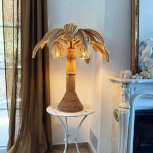 Lampe de table cocotier en rotin