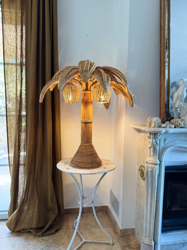 Lampe de table cocotier en rotin