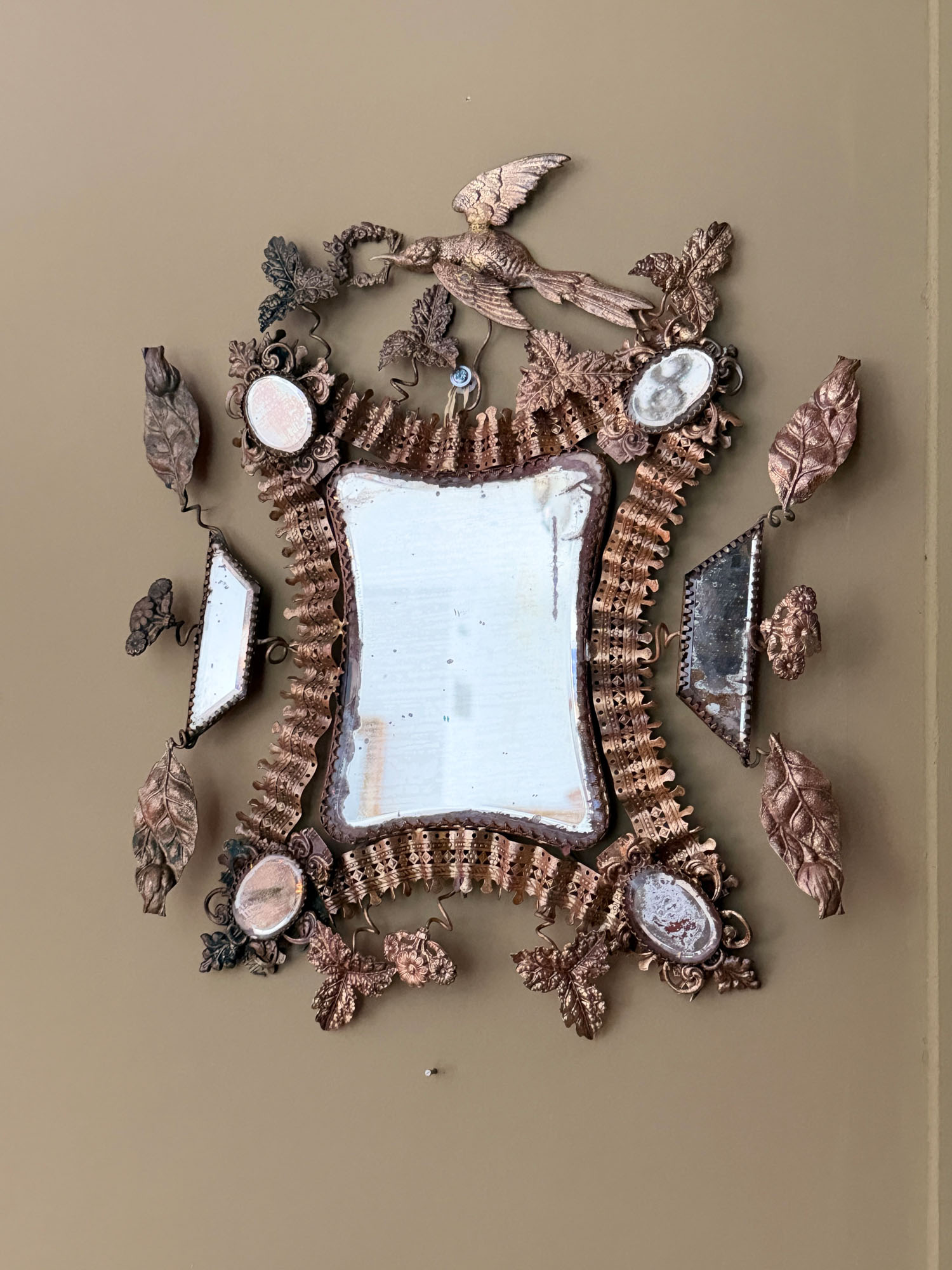 Miroir biseauté & métal doré XIXème