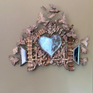 Miroir cœur & métal doré XIXème